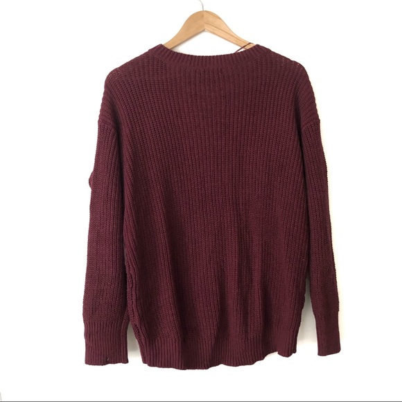 a.n.a Wine Red Fall Fashion Knit Sweater - Picture 4 of 4